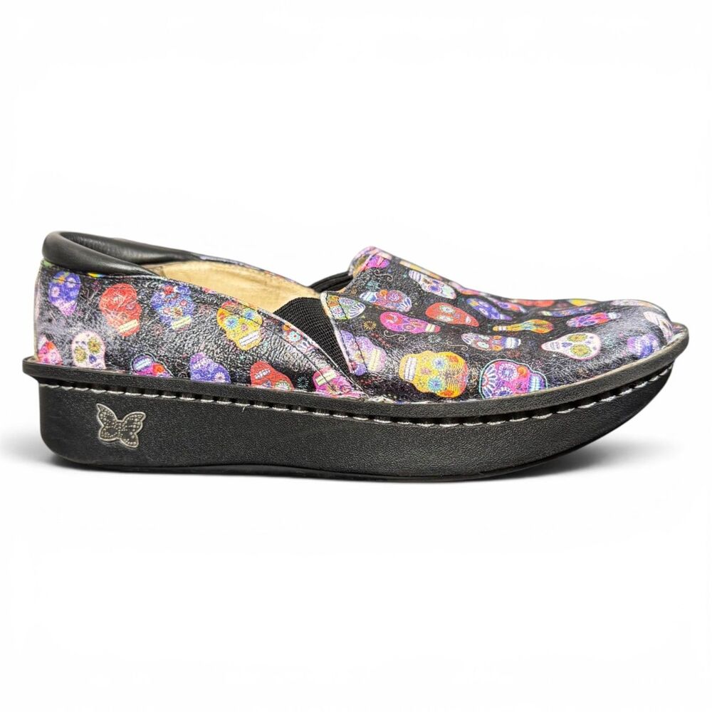 alegria debra sugar skulls leather whimsigoth black, multicolor women's clogs 39 - Picture 3 of 7